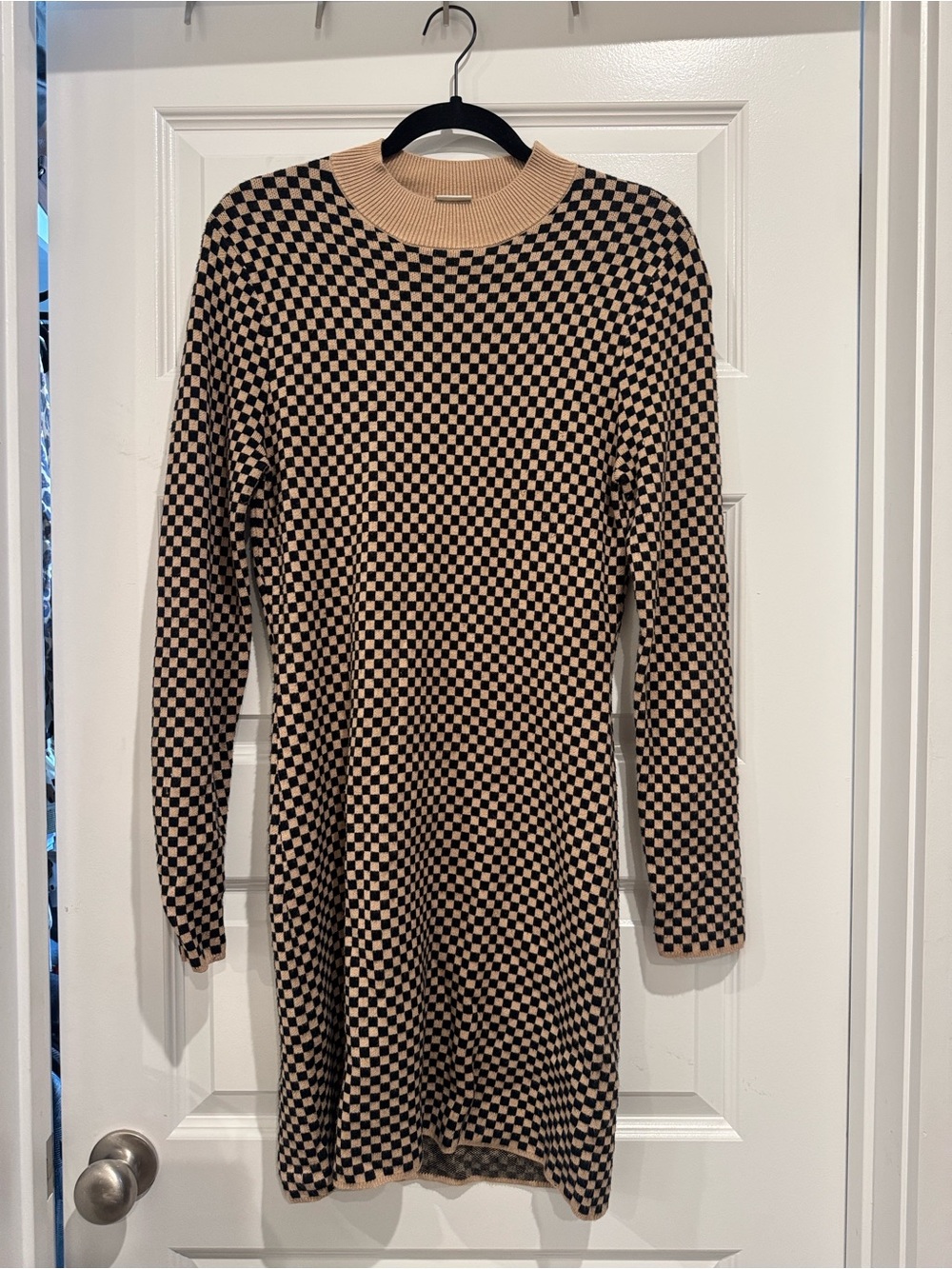 Abercrombie & Fitch Jacquard Long-Sleeve Mockneck Mini Sweater Dress